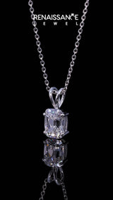 White gold Old Mine Cushion Diamond Solitaire Pendant with Four Prong Setting