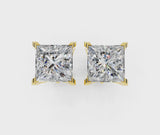 Yellow gold Princess Cut Diamond Stud Earrings