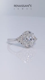 Platinum Marquise Cut Diamond Halo Ring with Tapered Band and Four-Prong Setting