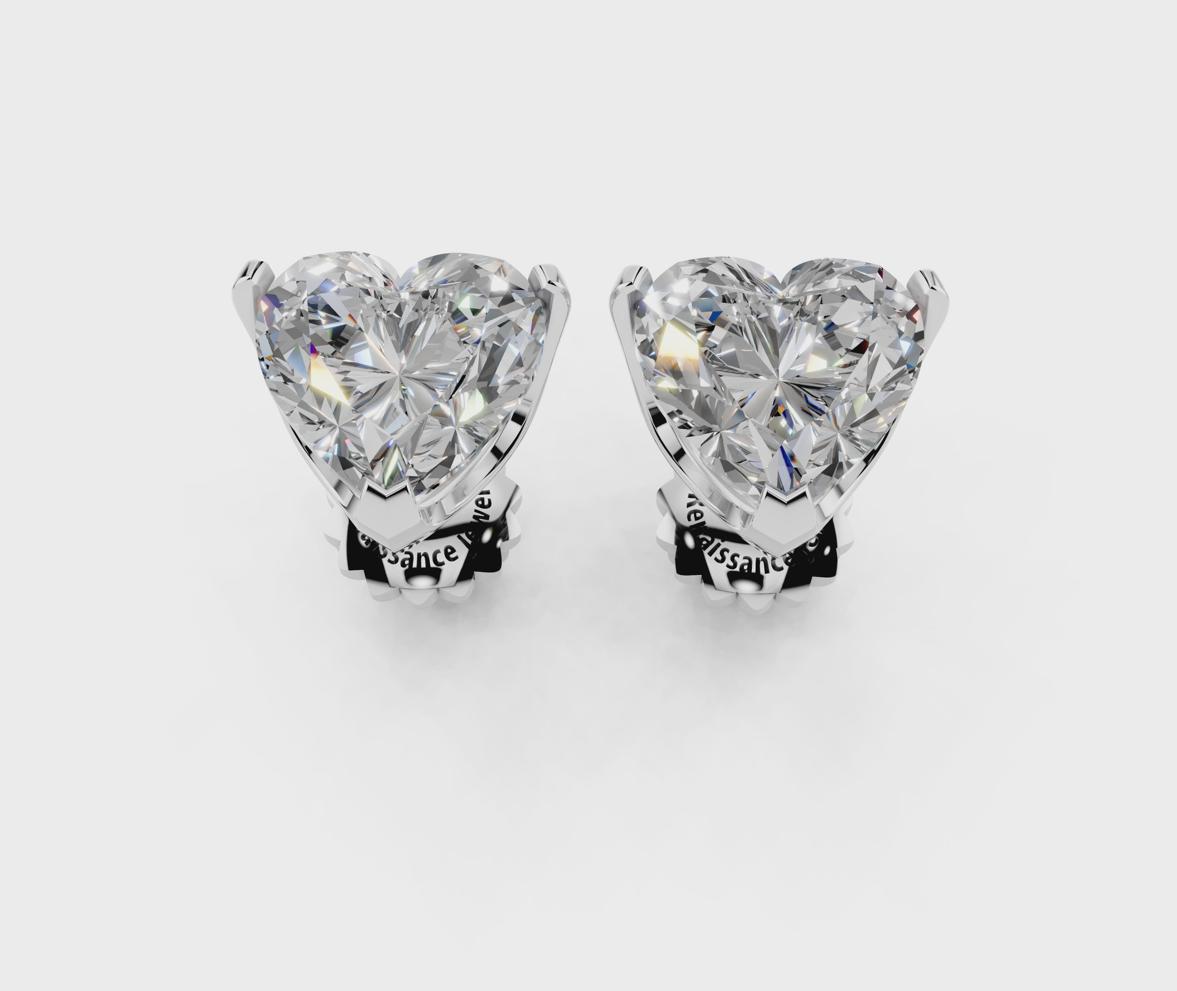White gold Heart Brilliant Diamond Stud Earrings 4