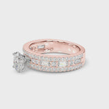 Rose gold Oval Cut Diamond Solitaire Ring with Pavé and Channel Set Band