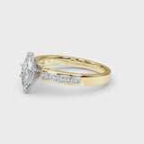 Yellow gold Marquise Solitaire Diamond Ring with Channel-Set Band and Four-Prong Setting