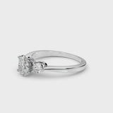 White gold Three-Stone Oval Solitaire Ring with Tapered Band and Four-Prong Setting