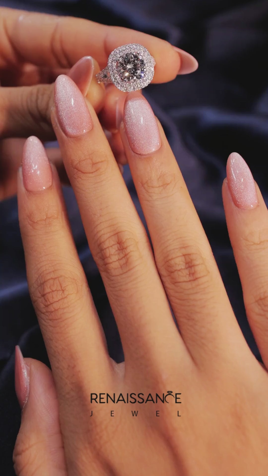 Silver Round Cut Double Halo Pave Band Prong Setting Ring 8