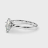 Silver Marquise Solitaire Diamond Engagement Ring with Four-Prong Setting on a Classic Band