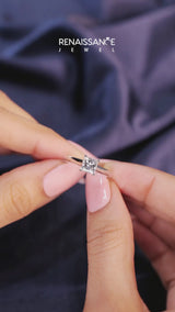 Platinum Asscher Cut Cut Diamond Solitaire Engagement Ring with Tapered Plain Band and Four-Prong Setting