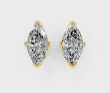 Yellow gold Marquise Cut Diamond Stud Earrings