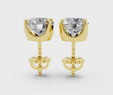 Yellow gold Asscher Cut Diamond Stud Earrings