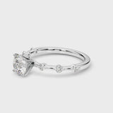 Platinum Asscher Solitaire Diamond Ring with Bezel Set Side Stones and Prong Setting