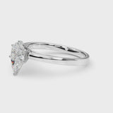 Platinum Pear Solitaire Diamond Ring with Four-Prong Setting and Classic Band