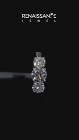 Yellow gold Three-Stone Round Cut Diamond Engagement Ring with Flat Band and Four-Prong Setting