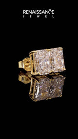 Yellow gold Radiant Cut Diamond Stud Earrings