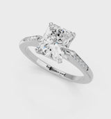 White gold Radiant Cut Channel Set Solitaire Engagement Ring with Four-Prong Setting