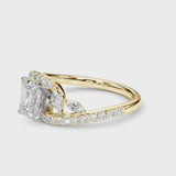 Yellow gold Emerald Solitaire with Pavé Twist Band and Four-Prong Setting