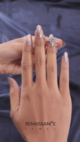 White gold Princess Cut Diamond Side Stone Solitaire Ring with Round  and Four-Prong Setting