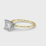 Yellow gold Princess Cut Diamond Solitaire Engagement Ring with Classic Band and Four-Prong Setting