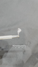White gold V-Shaped Diamond Accent Band with Round Brilliant Stones and Prong Setting