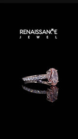 Rose gold Fancy Pink Oval Cut Diamond Solitaire Ring with Round  Pavé Band and Prong Setting