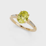 Yellow gold Fancy Yellow Oval  Cut Channel Set Solitaire Engagement Ring with Four-Prong Setting