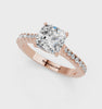 Rose gold Cushion Cut Solitaire Diamond Engagement Ring with Pave Band and Four-Prong Setting_60