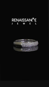 White gold Three-Row Round Diamond Eternity Band with Shared Prong Setting