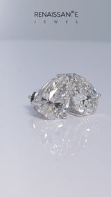 Silver Pear Cut Diamond Stud Earrings