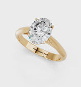 Yellow gold Oval Cut Diamond Solitaire Engagement Ring with Cathedral Setting and Four-Prong Mount
