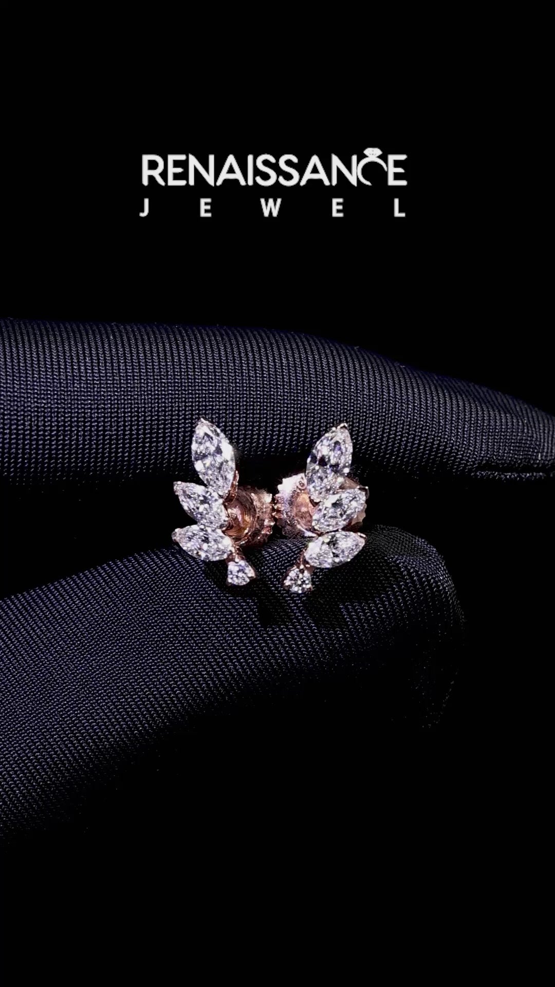 Rose gold Marquise and Round Diamond Ivy Climber Earrings_4