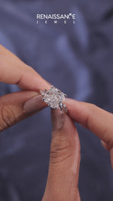 White gold Cushion Cut Diamond Solitaire Ring with Twisted Band and Prong Setting