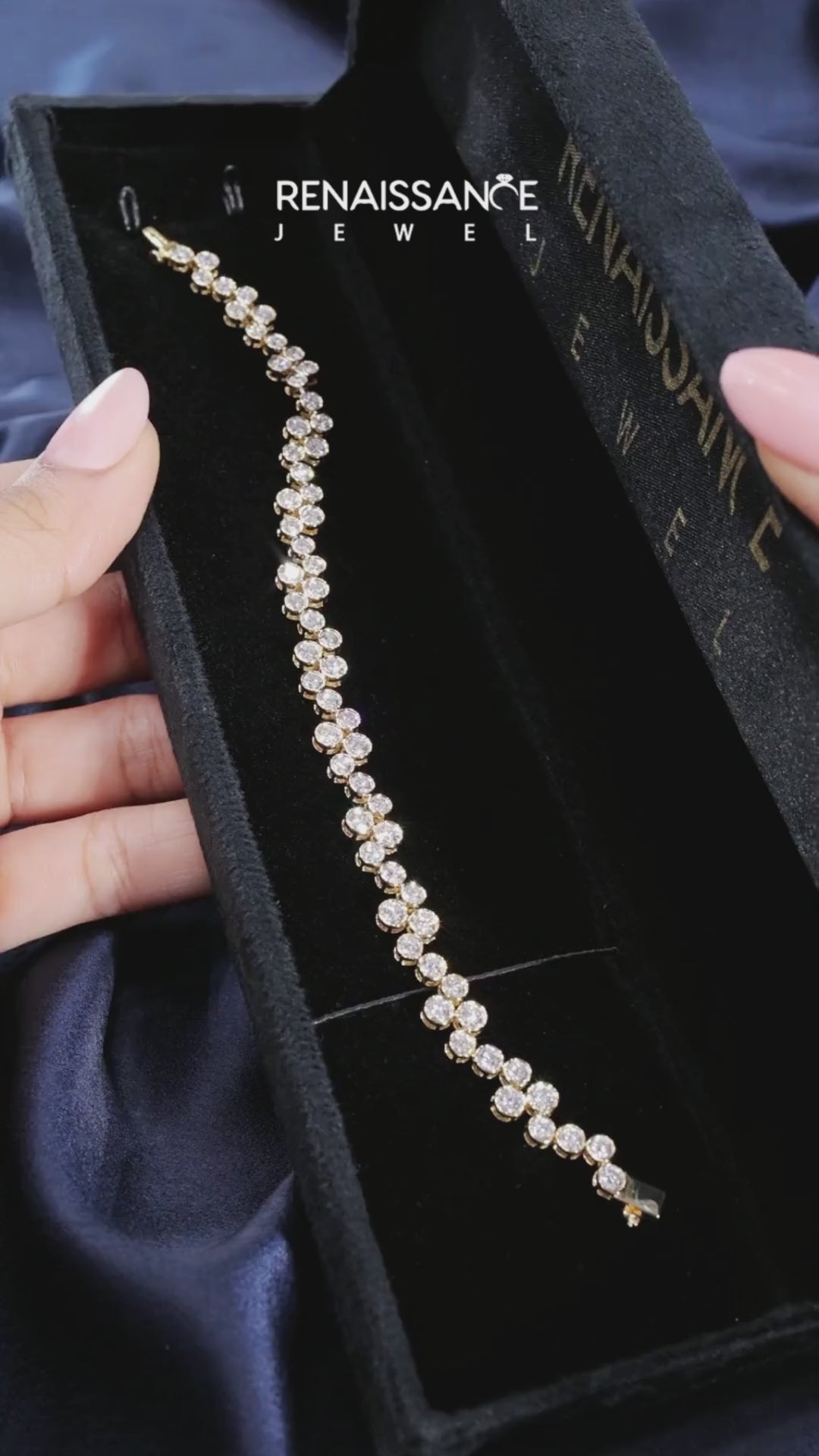 Yellow gold Bezel Set Round Diamond Cluster Tennis Bracelet 2