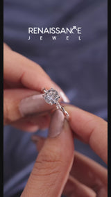 Rose gold Heart Cut Diamond Solitaire Ring with Twisted Band and Pavé Accents
