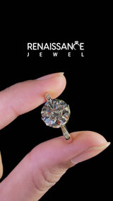 Yellow gold Round Solitaire Diamond Engagement Ring with Split Shank and Six-Prong Setting