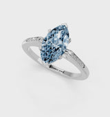 White gold Fancy Blue Marquise  Cut Channel Set Solitaire Engagement Ring with Four-Prong Setting