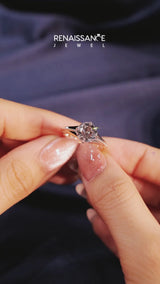Rose gold Radiant Solitaire Beaded Band Six-Prong Setting