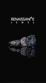 White Gold Round Engagement Ring Setting for Fancy Blue Center