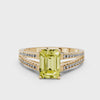 Yellow gold Fancy Yellow Emerald  Solitaire Split Shank Pavé Diamond Engagement Ring_384