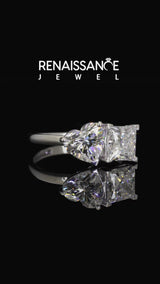 Platinum Heart and Princess Toi Moi Ring with Prong Setting and Plain Band