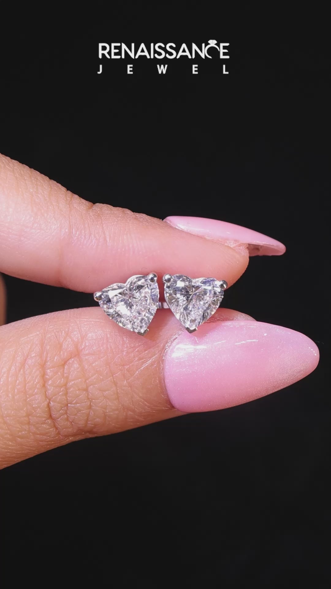 Platinum Heart Brilliant Diamond Stud Earrings_65