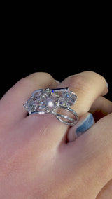 White gold Three-Stone Round Diamond Crossover Band with Channel Prong Setting