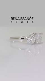 Platinum Heart and Princess Toi Moi Ring with Prong Setting and Plain Band