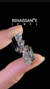 White gold Round Diamond Wave Band with Channel and Shared Prong Setting