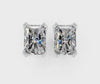 Silver Radiant Brilliant Diamond Stud Earrings 5