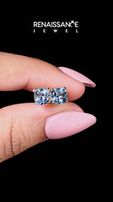 Yellow gold Cushion Cut Blue Topaz Stud Earrings