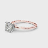 Rose gold Cushion Cut Diamond Solitaire Engagement Ring with Classic Band and Four-Prong Setting