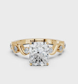 Yellow gold Radiant Solitaire Twisted Band with Prong Setting