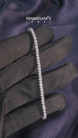 Rose gold Round Brilliant Diamond Tennis Bracelet with Prong Setting