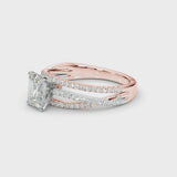Rose gold Emerald Solitaire Twist Band with Pavé Setting and Four-Prong Setting