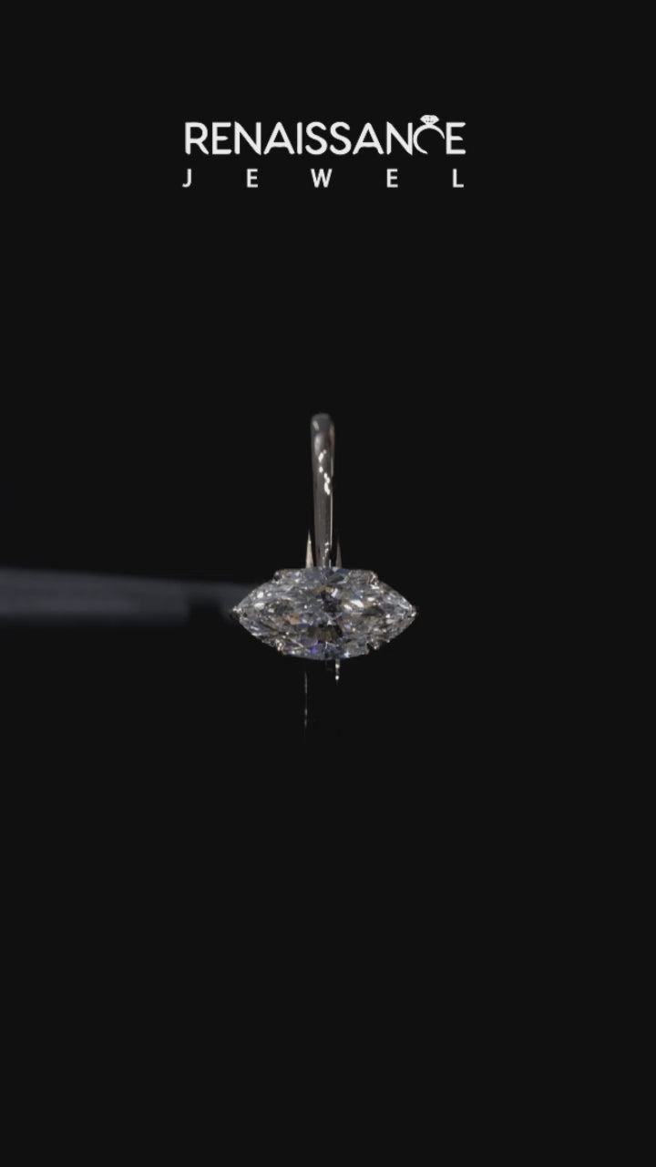 Yellow gold Marquise Cut Solitaire Diamond Ring with Four-Prong Setting and Classic Band 5