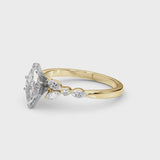 10K Yellow Gold 1.03 Carat F VVS2 Marquise Diamond Solitaire with Side Stones on a White Gold Band and Four-Prong Setting