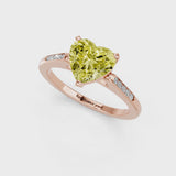 Rose gold Fancy Yellow Heart  Cut Channel Set Solitaire Engagement Ring with Four-Prong Setting